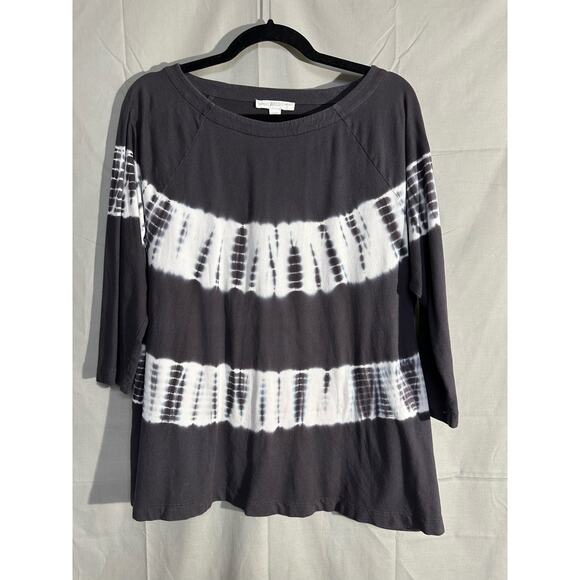 J Jill Top Women Medium Gray Tie Dye Boho Bohemian Beachy Flowy Tunic Organic - Picture 5 of 7